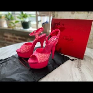 Pleaser Neon Hot Pink Glow in Dark Sexy Platforms